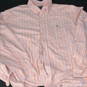 Polo by Ralph Lauren Orange and White Casual Button Down Shirt